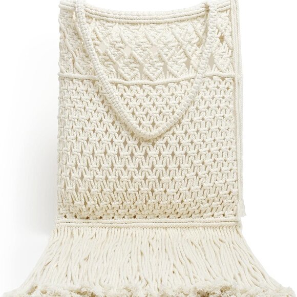 Woven Cotton Tote Bag Handcrafted Eco-Friendly Large Shoulder Purse - Picture 1 of 8
